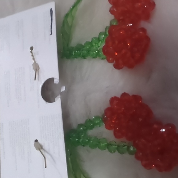 Beaded Cherry Drop Earrings - Picture 6 of 6